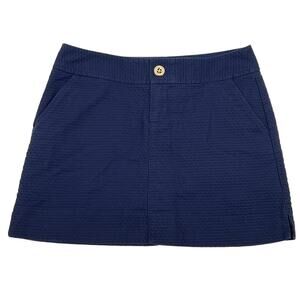 Lilly Pulitzer Women's Size 0 Patterned Mini Skort Navy Blue Lined Textured